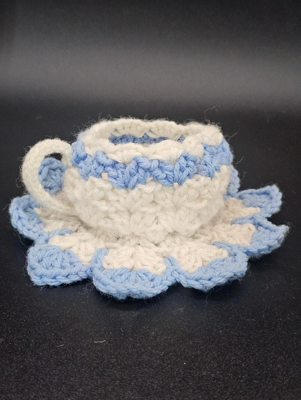 Vintage Handmade Crochet Teacup Coaster Set - Assorted Colors